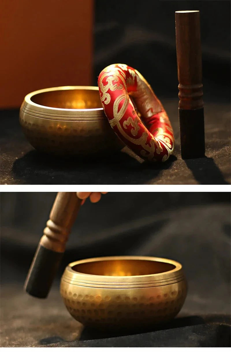 Klangschale "Buddha" - inklusive Schlägel und Kissen - 15cm - Chakra Heaven